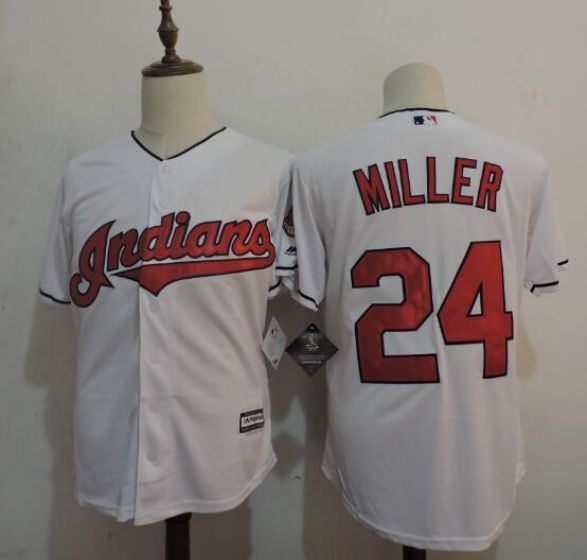 Men Cleveland Indians #24 MILLER White MLB Jerseys->cleveland indians->MLB Jersey